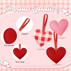 Syhood 12 Pcs Valentine's Day Felt Heart Ornaments Hanging Tree Decor for Wedding, Anniversary, Christmas Party Supplies, Winter Home Decorations(Pink and Red,Elegant Style)