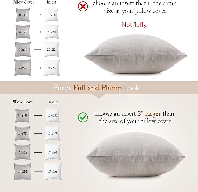 puredown® 18 x 18 Decorative Feather Down Throw Pillow Inserts (Set of 2, White) for Sofa, Couch, Bed, Machine Washable