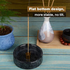 Incense Holder,Natural Marble Incense Holder for Sticks,Handmade Incense Burner with 9 Incense Holes,Suitable for Meditation,Smudging,Incense Burning and Decoration(Black)