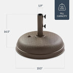 Best Choice Products Fillable Umbrella Base Stand Round Dome Plastic Patio Umbrella Base Stand, Pole Holder for Outdoor, Lawn w/ 55lbs Weight Capacity, Adjustment Knob - Brown