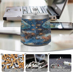Elephant Stars Ashtray with Lid, Outdoor Ashtrays for Patio, Stainless Steel Ashtray Odorless Smokeless for Home Office Balcony