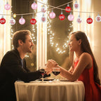 JULMELON 24 Pcs Valentine's Day Ball Ornaments, Red Pink White Heart Decorations with Letters, Plastic Hanging Orbs for Tree Party Supplies Valentine's Day Party Decor