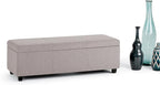 SIMPLIHOME Avalon Storage Ottoman Bench - 48 inch Wide Upholstered Linen Look Fabric Rectangular Lift-Top Ottoman in Cloud Grey, Contemporary Storage Bench for Living Room with High-Density Foam