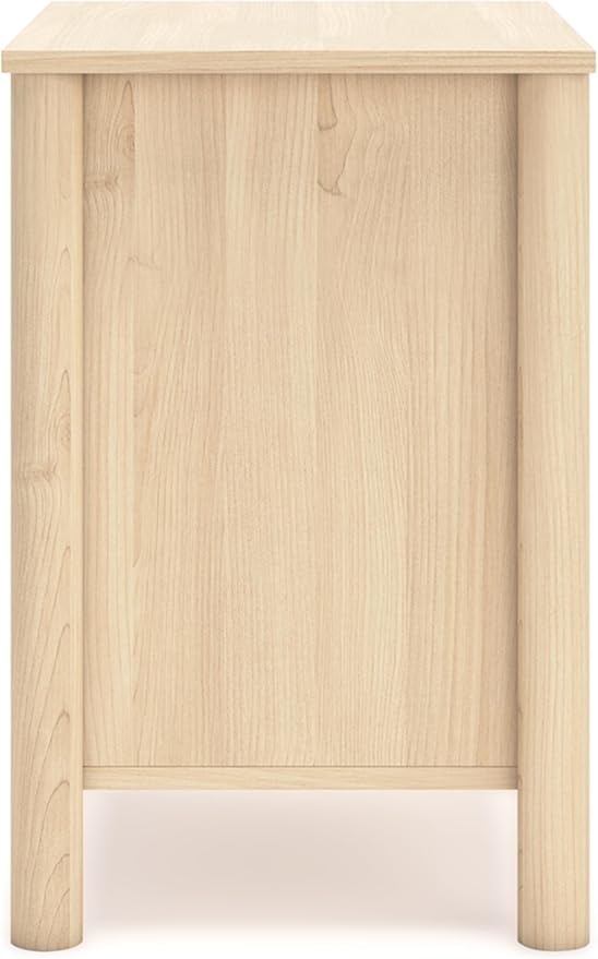 Signature Design by Ashley Cabinella Casual 2-Drawer Nightstand with Round Post Legs, 24.37" Tall, Light Brown