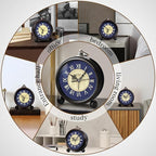 Vintage Analog Alarm Clock, 4.3" Silent Non-Ticking Quartz Desk Clock with Roman Numerals, Battery Operated Table Clock for Bedroom, Living Room, Office, or Gift (Blue)