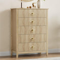GarveeHome Fluted Dresser for Bedroom, 42.9" Tall 5-Drawer Wood Dresser, Modern Chest of Drawers, Storage Organizer Cabinet for Living Room, Hallway, Entryway, Natural Oak