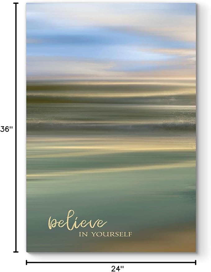 Renditions Gallery Canvas Nature Wall Art Home Paintings & Prints Serene Blue Sky Ocean Inspirational Wall Hanging Decorative Artwork for Bedroom Living Room Office Kitchen - 24"x36" LT06