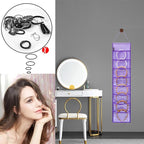 Wall Hanging Headband Organizer Ribbon Hair Hoops Storage Hairbands Hair Accessory Holder with Clear Pockets (PURPLE-8 POCKETS)