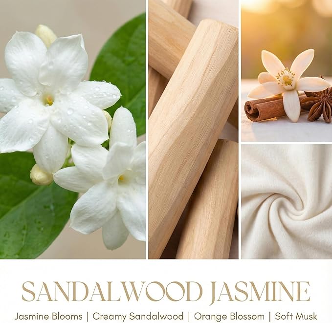 HomeLights Soy Wax Candles for Home Scented, 4-Wick Candles in Sandalwood Jasmine Scented, Industrial Chic Aromatherapy Candles Gift for Parties, Relaxing, 18oz