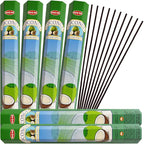 TRUMIRI Coconut Incense Stick Bundle: 121 Pieces (6 Packets of 20), Includes Incense Holder