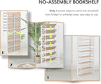 4NM 7 Tiers No Assembly Book Shelves, 72.4" H Folding Bookshelf Bookcase Open Industrial Foldable Shelves for Bedroom, Living Room, Home Office - Natural White