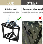 Stainless Steel Shower Stool, Shower Stool for Inside Shower,Corner Shower Bench for Shaving Legs，Shower Foot Rest for Small Bathroom, Matte Black Shower Seat