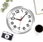 Wall Clock Silent Non-Ticking Modern Clock Battery Operated 8 Inch Small Classic Analog Decorative for Kitchen, Bathroom, Office, Bedroom, Home(Silver)