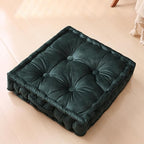 Square Floor Pillows, Large Floor Cushion for Adults Kids, Meditation Floor Pillow Seating Cushion with Shredded Memory Foam and Silk Wadding, 20"x20"x5" Dark Green