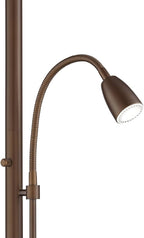 Possini Euro Design Traverse Modern Floor Lamp with Gooseneck Reading Light LED 64" Tall Oil Rubbed Bronze Metal Oatmeal Fabric Drum Shade Decor for Living Room Reading House Family Bedroom Home