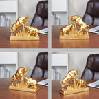 AETVRNI Bull and Bear Statue Wall Street Bull Statue - Ideal Stock Market Gift for Men Office Decoration Wall Street Bull Vs Bear Home Décor Stock Market,Gold