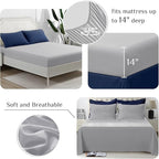 JOLLYVOGUE Full Comforter Set, Ultra-Soft Bed in a Bag Full Size 7 Pieces, Oeko-TEX Certified Bedding Set with Down Alternative Comforter, Sheets, Pillowcases & Shams, Navy Blue & Light Grey