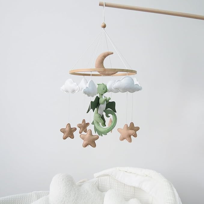 Dragon Mobile for Crib, Dragon Crib Mobile for Boys, Cloud Mobile for Crib, Neutral Baby Mobile for Crib Cloud Nursery Mobile