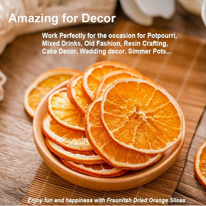 Fraunitsh Dried Orange Slices 8.8oz/250g | Dehydrated Orange Slices for Cocktails, Cakes, Baking, Potpourri, Garnishes | All-Natural Dried Fruit Citrus | Sugar Free