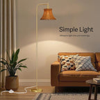 67" Modern Vintage Floor Lamp with Rattan Lampshade - Ideal for Living Room, Bedroom & Office - Heavy Base, Pedal Switch, Stable & Convenient Lighting Solution(Include E26 Bulb)