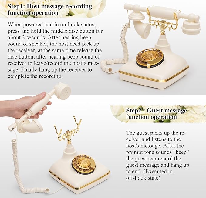 UKBW Audio Guest Book Wedding Phone, Audio Phone Guestbook, Record Audio Messages with Guestbook, Guestbook Alternative for Wedding, Birthday Party, Baby Shower, Anniversary, Engagement(Beige)