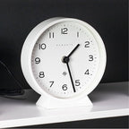 NEWGATE® M Mantel Echo Desk Clock | Modern Round Design | White | Easy to Read Numbers | Contemporary Style for Desk, Table, Shelf or Bedside