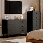Modern Chest of Drawers with 6 Drawers,Deep Drawers,Clothes Organizer,Large Storage Cabinet for Living Room, Bedroom,Hallway,with Anti-Tipping Device,Black