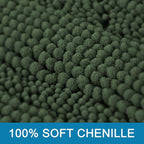 H.VERSAILTEX Bathroom Rugs Bath Rugs for Bathroom Non Slip Bath Mats Extra Thick Chenille Striped Rug 17" x 24" Absorbent Soft Shaggy Washable Dry Fast Bath Mats for Bath Room Floor - Bronze Green