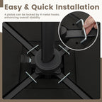 Giantex 225 lbs Fillable Patio Offset Umbrella Base, 4-Piece Cantilever Stand with Water and Sand Reservoirs, 4 Connecting Pins, Heavy Duty HDPE Umbrella Weighted Plates for Poolside, Garden, Yard