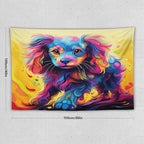 VUMIVI Colorful Cute Dog Tapestry Rainbow-Hued Oil Painting Pet-Themed Abstract Art Print Tapestry Wall Hanging for Living Room Bedroom Dorm Classroom Aesthetic Decor W60xL40in