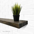 URBANDI, Rustic Floating Shelves, Set of 2, Hidden Bracket, Solid Wood, Heavy Duty, Wall Mounted Shelves, (Dark Brown, 36Wx10D)