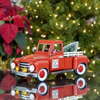 Zaer Ltd. Red Metal Christmas Pickup Truck Decoration (Small 12" Long)