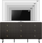 Modern Chest of Drawers with 9 Drawers,Deep Drawers,Clothes Organizer,Large Storage Cabinet for Living Room, Bedroom,Hallway,with Anti-Tipping Device,Dark