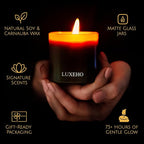 Luxury Scented Candle Set 3-Pack | Home Decor & Giftable Soy Candles | Champagne, Sandalwood & Amber | 75h Burn Time | Cotton Wick | Elegant Decorative Jars