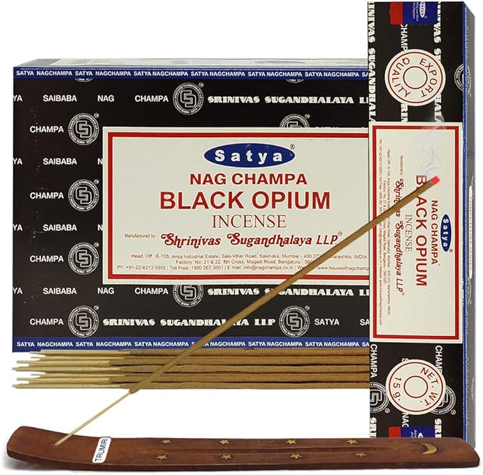 Black Opium Incense Sticks and Incense Stick Holder Bundle Insence Insense Satya Incense