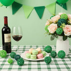 Patelai 36 Pcs Wicker Rattan Balls Decorative Balls for Vase Centerpiece Bowls Orbs Filler for Home Decor,4 Sizes (Dark Green, Grass Green, Fluorescent Green,2.4'',2'',1.6'',1.2'')