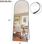 Suidia Arched Full Length Mirror, 58"x18" Floor Mirror Freestanding, Floor Standing Full Body Mirror with Stand for Bedroom, Hanging Leaning Mounted for Living Room Cloakroom, Black