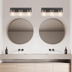 Espird Bathroom Vanity Light,3 Light Matte Black Light Fixture with Thickened Seeded Glass Shade, 21 inch Modern Wall Sconce,Vanity Light Over Mirror for Bathroom