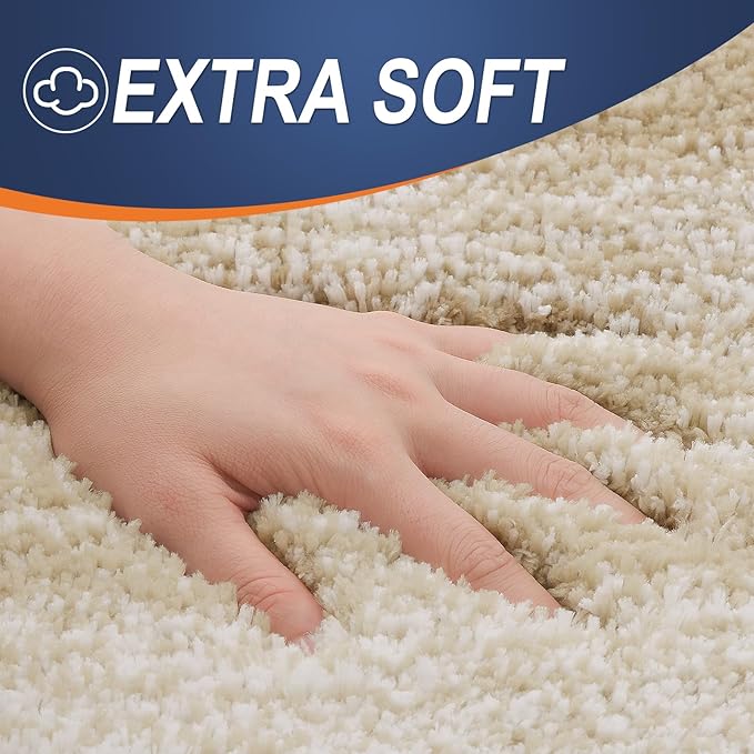 OLANLY Bathroom Rug Set 2 Piece, Soft Absorbent Microfiber Bath Mats and U-Shaped Contour Toilet Rug, Non-Slip, Machine Wash Dry, Plush Shaggy Bath Mats for Bathroom (30"x20"+24"x20", Tan)