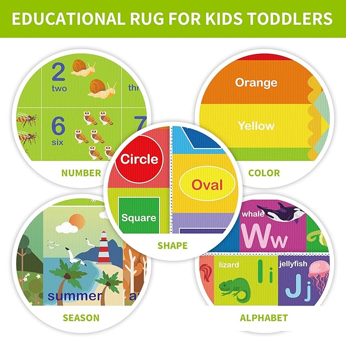 ABC Rug for Kids Playroom,Toddler Alphabet Mats Washable for Baby Area,Classroom,Play Room,Floor,Nursery(4×6ft /48×72in)