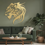 SIGNLEADER Metal Wall Art Decor Lion Minimalist Modern Abstract Wall Sculpture Hangings Home Decoration for Living Room, Bedroom, Bathroom, Kitchen, Outdoor - 24" Gold