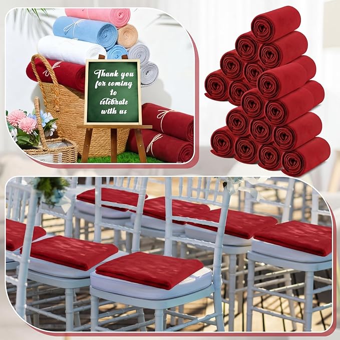 Newwiee 12 Pcs Fleece Throw Blankets Bulk 50'' x 60'' Oeko-tex Standard 100 Certified Spring Outdoor Wedding Guest Blankets Lightweight for Sleepover Donation Lap Pet Sofa Home (Red)