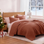 WRENSONGE Queen Quilt-3 Pieces Lightweight Autumn Leaf Fall Bedspreads Queen Size Quilt Bedding Set for All Season, Soft Coverlet with 2 Pillow Shams Suitable for Bed & Couch