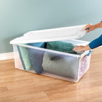 Sterilite 20-Pack Latching Box, Under Bed Storage Bins with Lids, Clear Plastic, 106 Quart - Heavy-Duty Organizing Containers for Closet, Bathroom, and Office