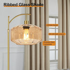 Gold Floor Lamps for Living Room Vintage Floor Lamp with Remote Control,Dimmable Floor Lamp Glass Mid Century Modern Standing Lamp 3 Color Temperature Brass Tall Floor Lamps for Bedroom Corner