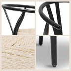 Poly & BARK Weave Dining Chairs – Mid-Century Modern Wishbone Dining Chairs with Arms, Solid Wood Frame, Indoor Use – Black – Set of 2 - Ideal for Dining Room, Kitchen or Stylish Accent Setting