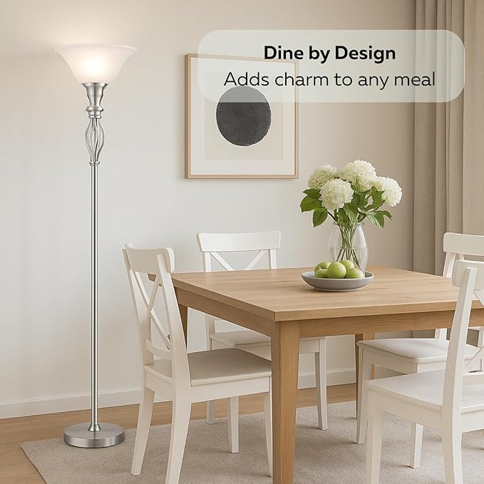 LightAccents White Floor Lamp Glass Shade Replacement - Modern Bowl Torchiere Lamp, Height: 4.75 inches, Width: 12 inches