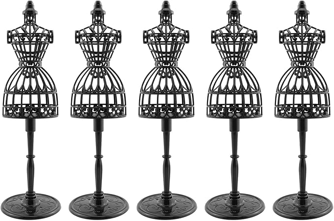 5pcs Doll Clothes Model Rack Black 220mm Hollow Art Model Frame Clothes Gown Display Mini Mannequin Model for Doll Toy Display