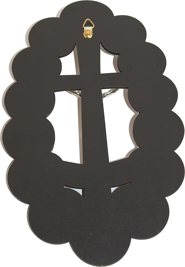 Holy Land Market Two colors/tones wooden Crucifix - icon showing 14 Stations of the Cross from Bethlehem (14 Stations Cross/Crucifix, 10 Inches)