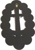 Holy Land Market Two colors/tones wooden Crucifix - icon showing 14 Stations of the Cross from Bethlehem (14 Stations Cross/Crucifix, 10 Inches)